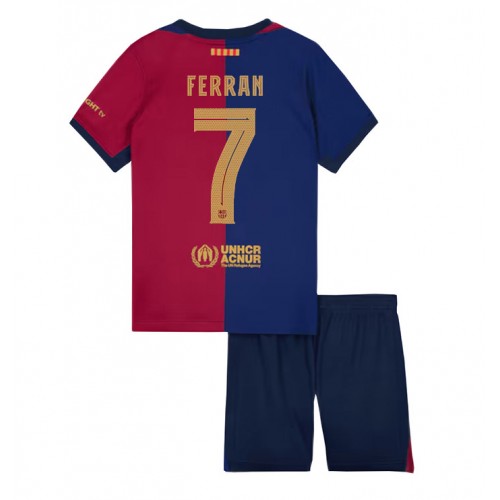 Dres Barcelona Ferran Torres #7 Domaci za djecu 2024-25 Kratak Rukav (+ kratke hlače)